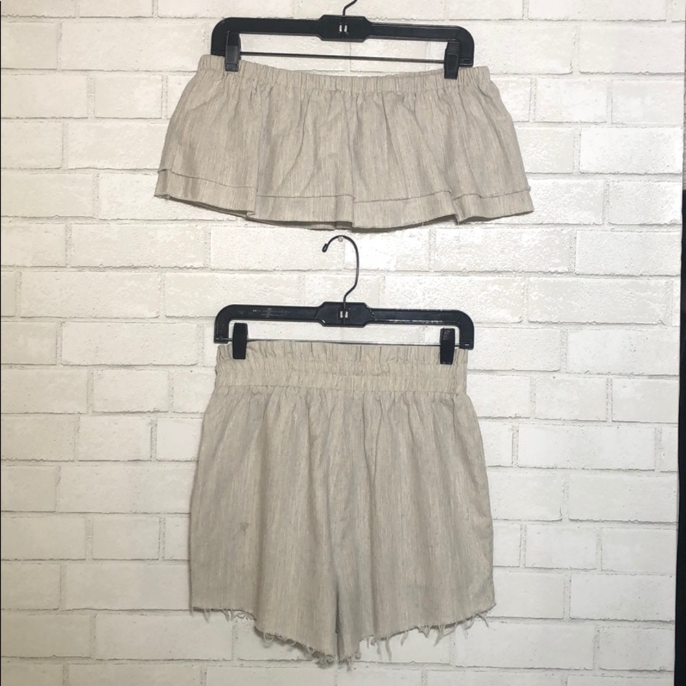 Linen Style Short + Ruffle Bandeau Matching Set - Picture 5 of 14